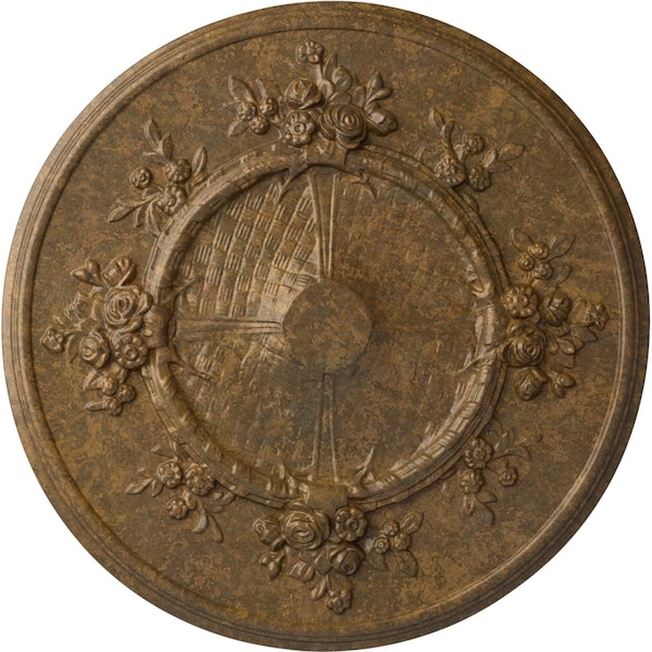Ekena Millwork Flower Ceiling Medallion (Fits Canopies up to 3 7/8"), Hand-Painted Rubbed Bronze, 27"OD x 1 1/8"P CM27FLRZS - main
